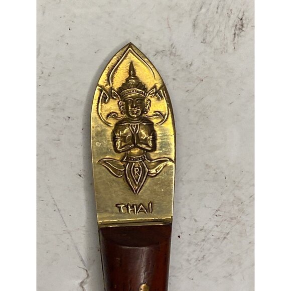 Thailand Nickelbronze Appetizer Cocktail Forks & Spoon Bamboo Design Set of 5 - Picture 9 of 12